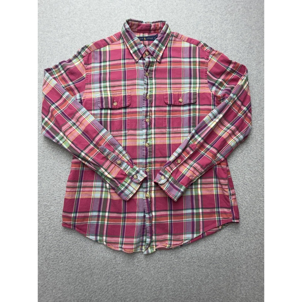 Ralph Lauren Shirt Mens Large Multicolor Plaid Long‎ Sleeve Button Front Casual